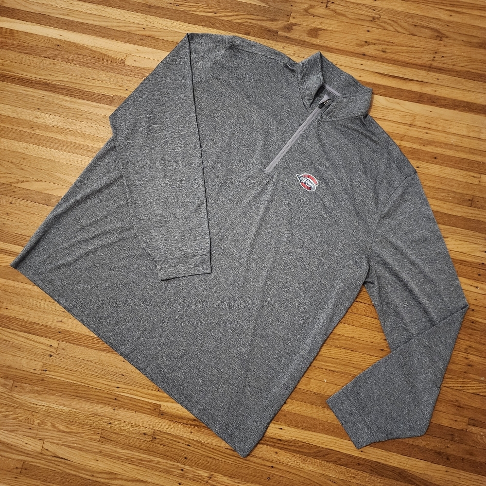 Vansport Long Sleeve Pullover T-Shirt Quarter Zip Grey 6Drive Logo